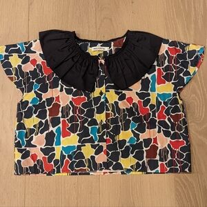 Wolf & Rita Black and Red Blouse with Flutter Sleeves